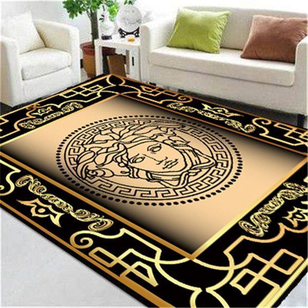 Versace Areablack Gold Luxury Fashion Brand Rug Home Decor Area Carpet Door Mat