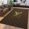 Louis Vuitton Gold Area The Luxury Fashion Brand Rug Home Decor Door Mat Area Carpet