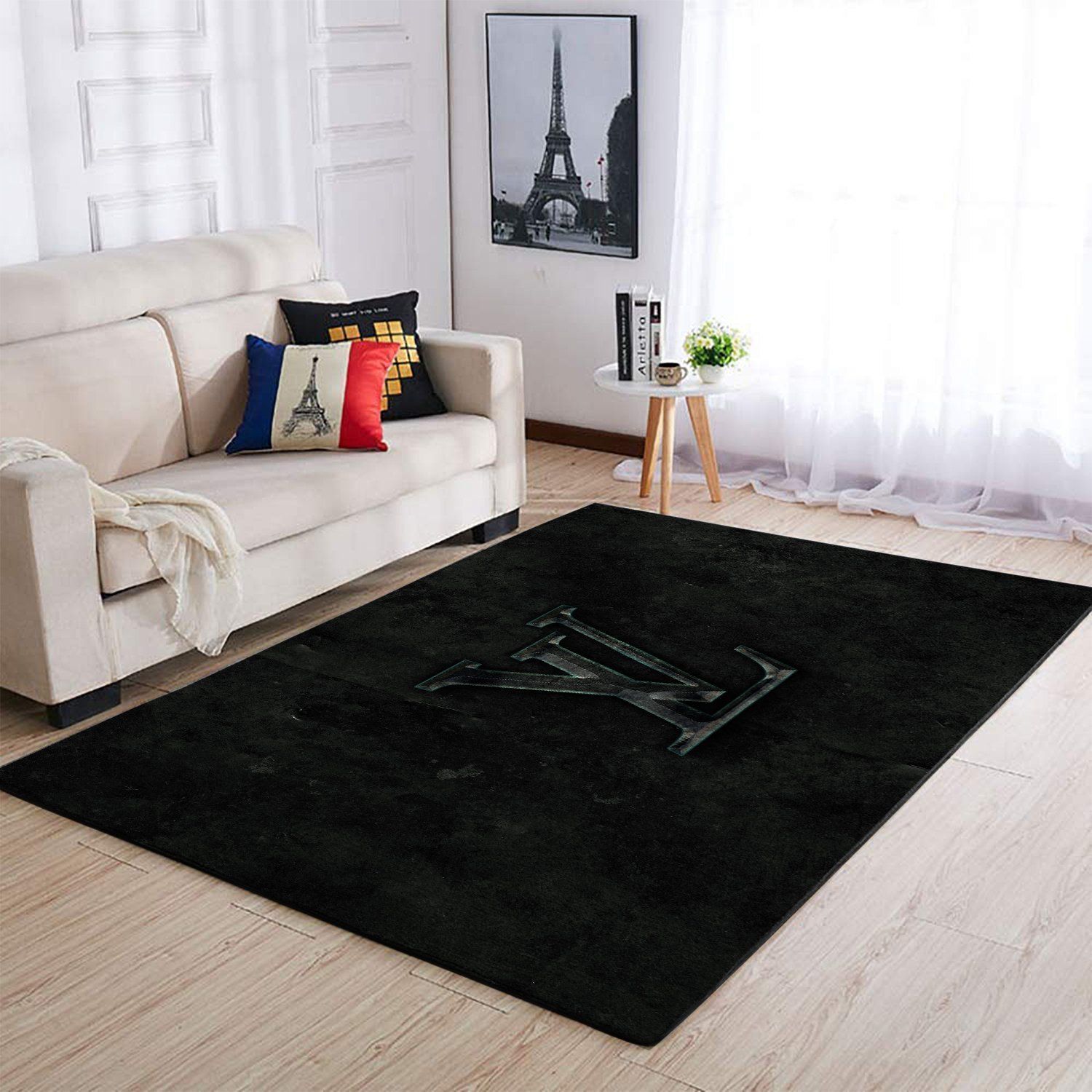 Dark Louis Vuitton Area Luxury Fashion Brand Rug Door Mat Area Carpet Home Decor