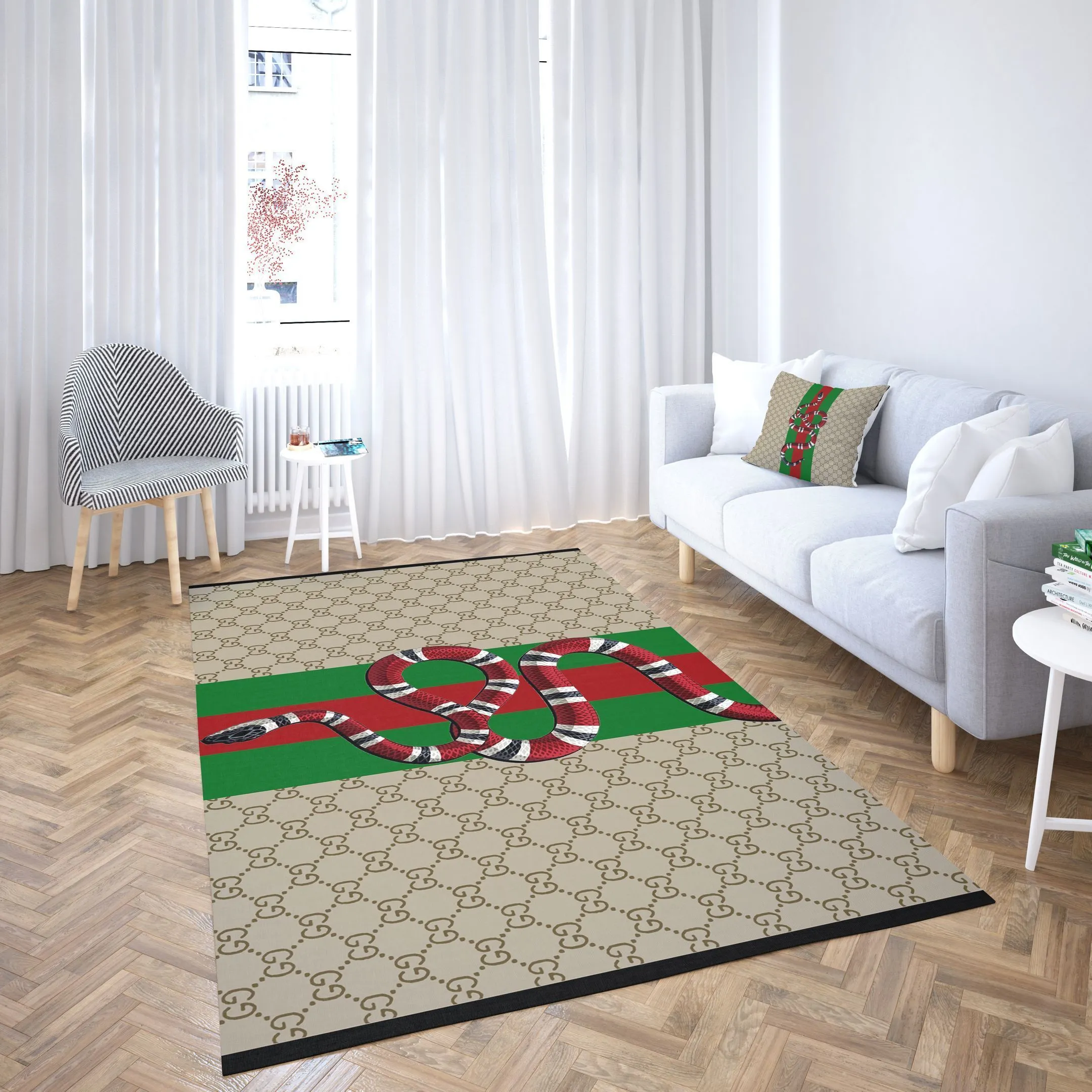 Gucci Retro Snake Mat Luxury Fashion Brand Rug Home Decor Area Carpet Door Mat