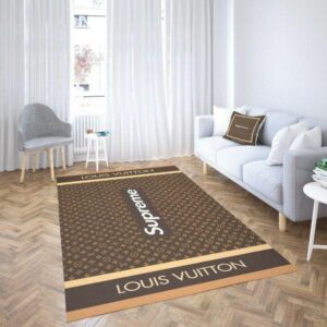 Louis Vuitton And Supreme Perfect Combo Area Christmas The Luxury Fashion Brand Rug Door Mat Area Carpet Home Decor