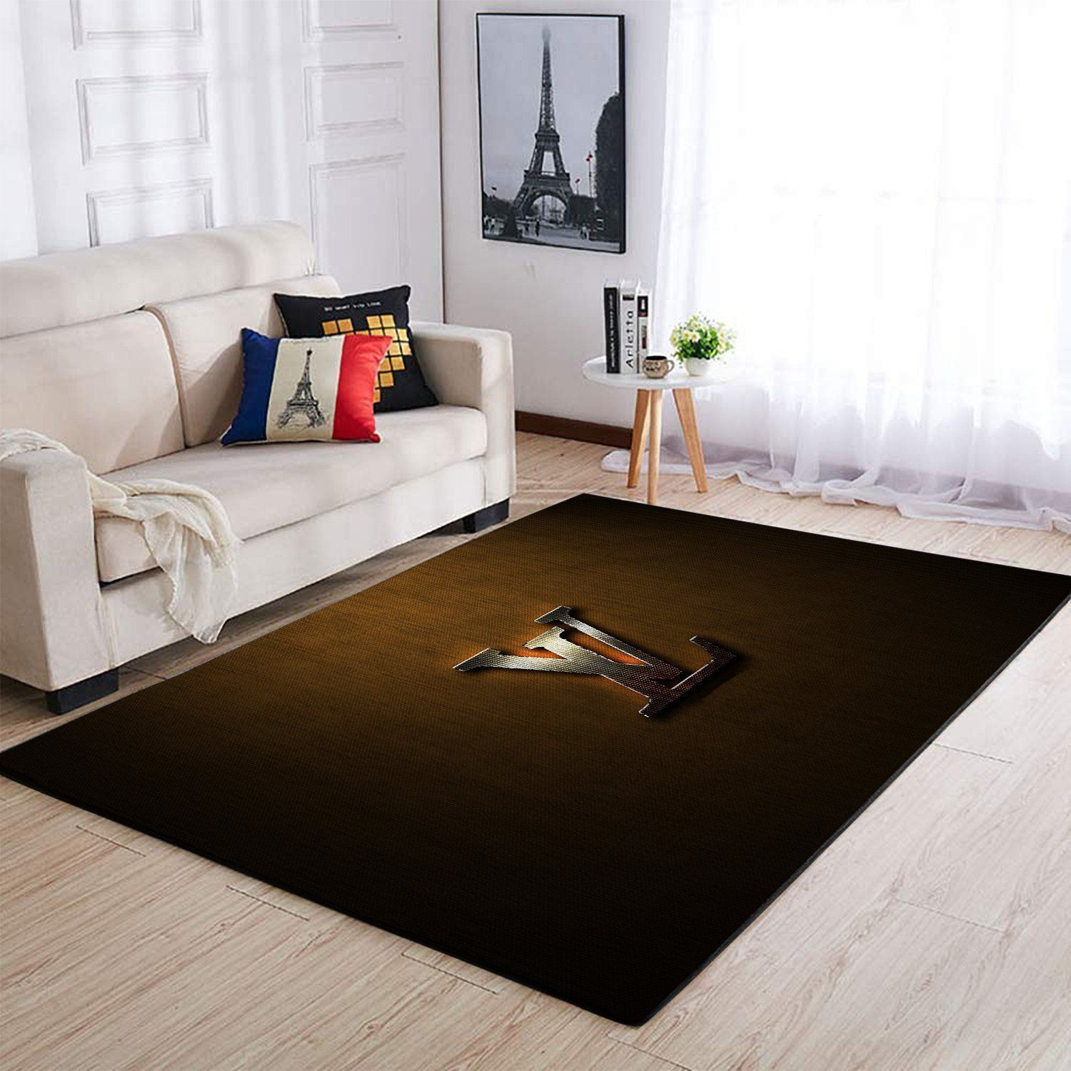 Gliter Louis Vuitton Area Luxury Fashion Brand Rug Door Mat Home Decor Area Carpet
