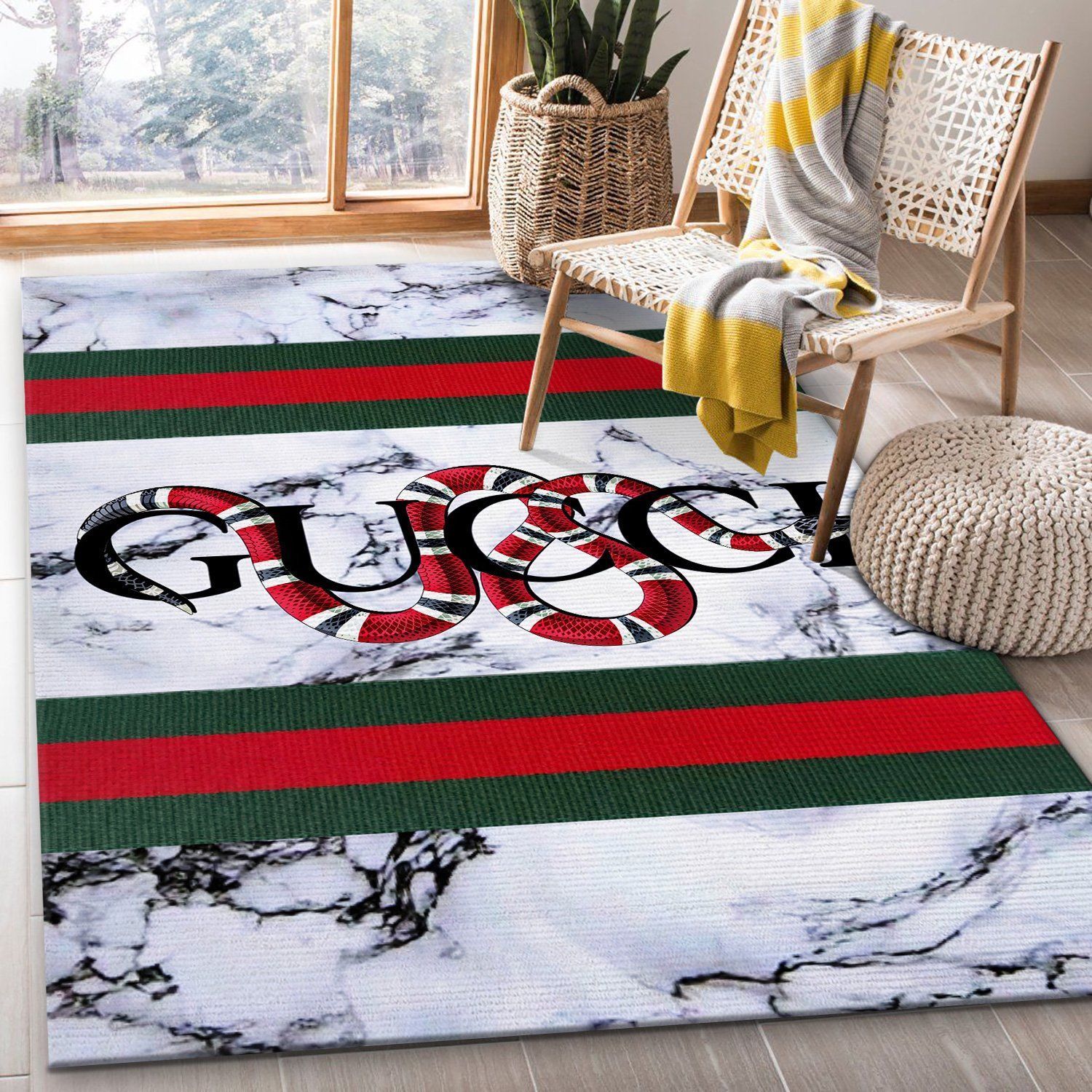 Gucci Pattern Area Fn Christmas The Luxury Fashion Brand Rug Area Carpet Home Decor Door Mat