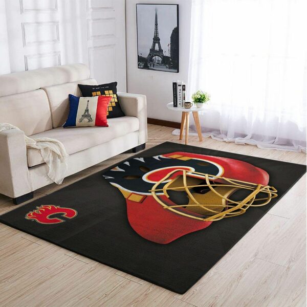 Calgary Flames Nhl Team Logo Type 7116 Rug Area Carpet Home Decor Living Room