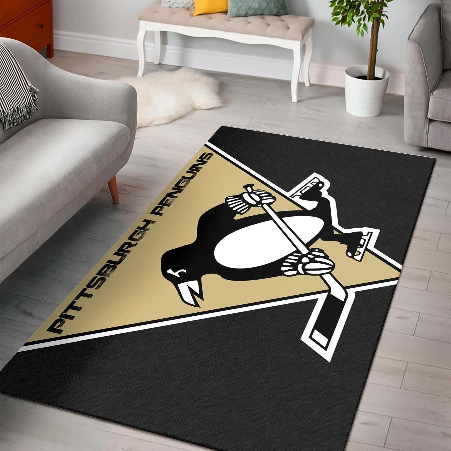 Pittsburgh Penguinss Nhl Hockey Team Logo Type 7145 Rug Living Room Home Decor Area Carpet