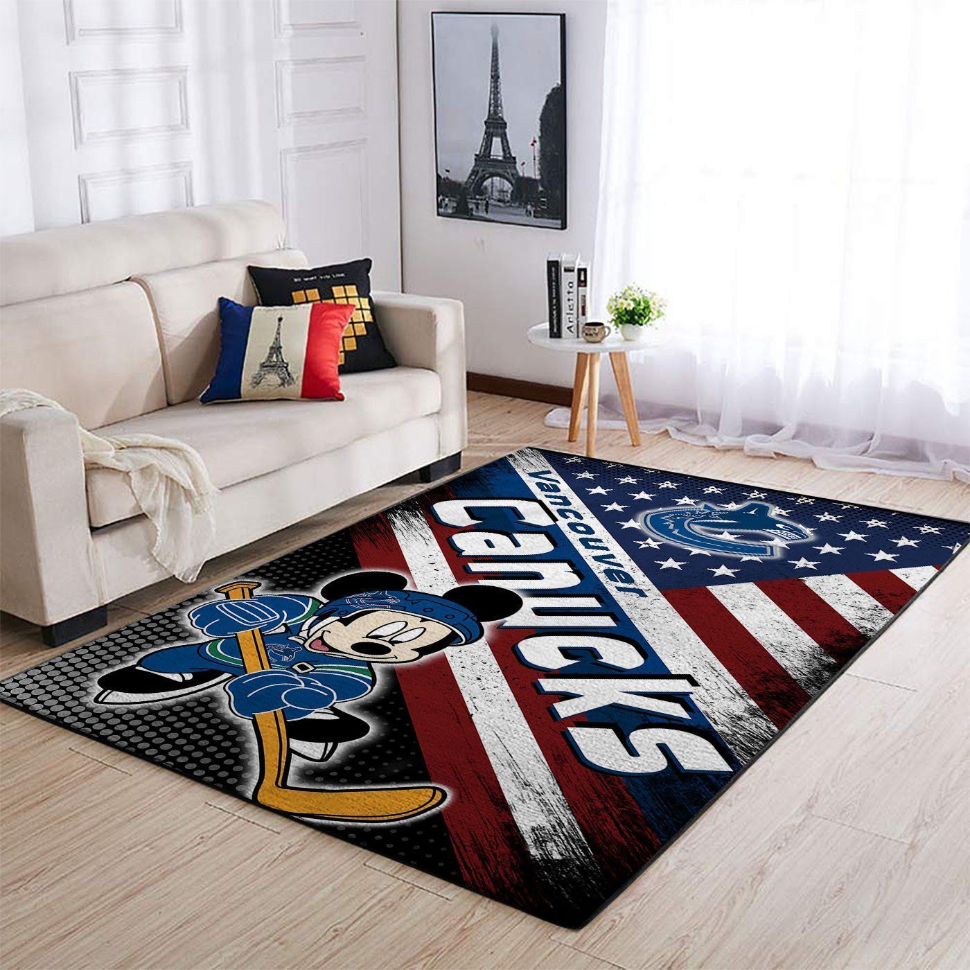 Vancouver Canucks Nhls American Flag Mickey Type 7163 Rug Area Carpet Home Decor Living Room