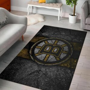 Boston Bruinss Nhl Hockey Team Logo Type 7189 Rug Area Carpet Living Room Home Decor