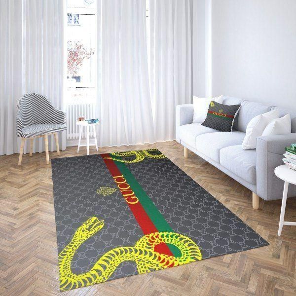 Gucci Golden Snake Design Area Christmas The Luxury Fashion Brand Rug Home Decor Area Carpet Door Mat