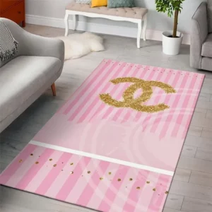 Chanel Pinky Golden Luxury Fashion Brand Rug Home Decor Area Carpet Door Mat