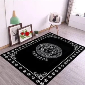 Gianni Versace Black Luxury Fashion Brand Rug Area Carpet Home Decor Door Mat