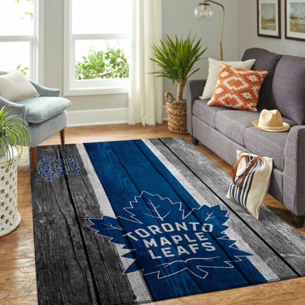Toronto Maple Leafs Nhl Team Logo Wooden Type 7651 Rug Home Decor Living Room Area Carpet