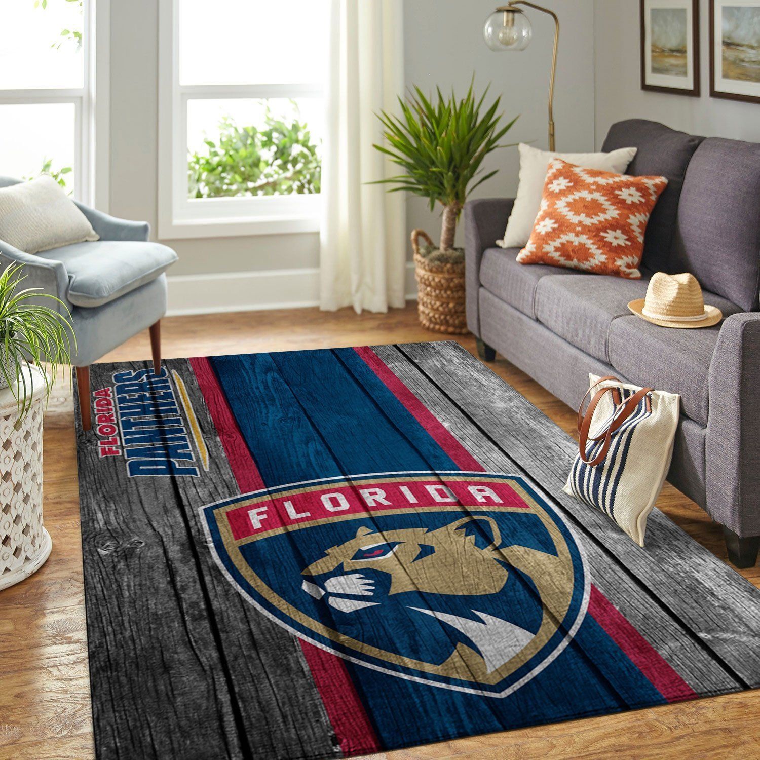Florida Panthers Nhl Team Logo Wooden Type 7666 Rug Area Carpet Living Room Home Decor