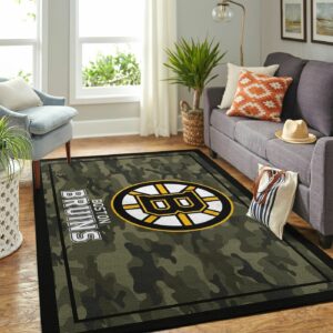 Boston Bruins Nhl Team Logo Camo Type 7703 Rug Living Room Home Decor Area Carpet
