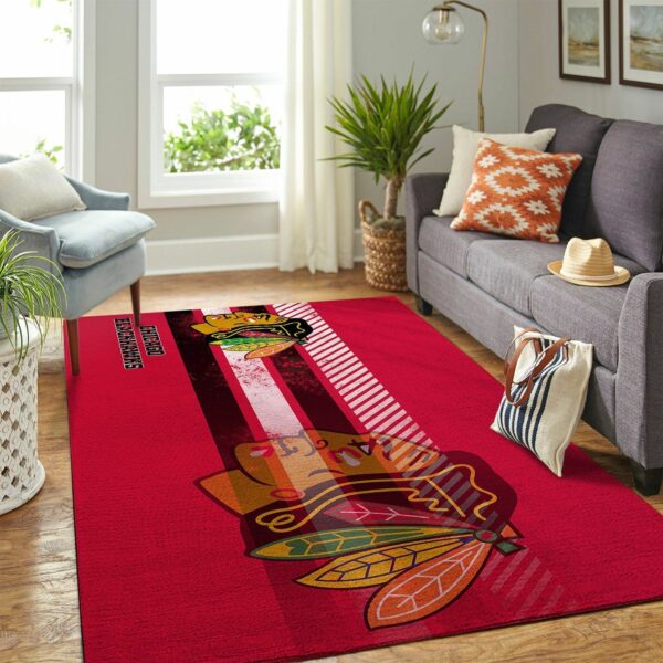 Chicago Blackhawks Nhl Team Logo Nice Type 7738 Rug Home Decor Living Room Area Carpet