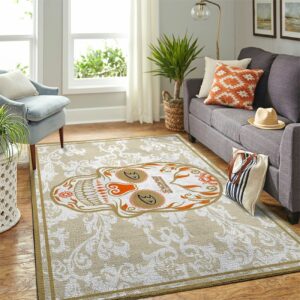 Anaheim Ducks Nhl Team Logo Skull Flower Type 7745 Rug Home Decor Area Carpet Living Room