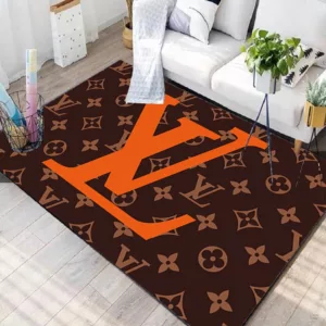 Louis Vuitton Orange Luxury Fashion Brand Rug Home Decor Area Carpet Door Mat