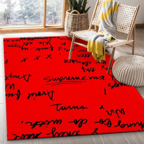 Supreme Red Christmas Luxury Fashion Brand Rug Area Carpet Door Mat Home Decor