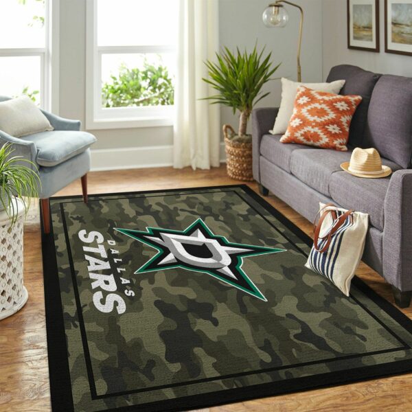 Dallas Stars Nhl Team Logo Camo Type 7755 Rug Living Room Area Carpet Home Decor