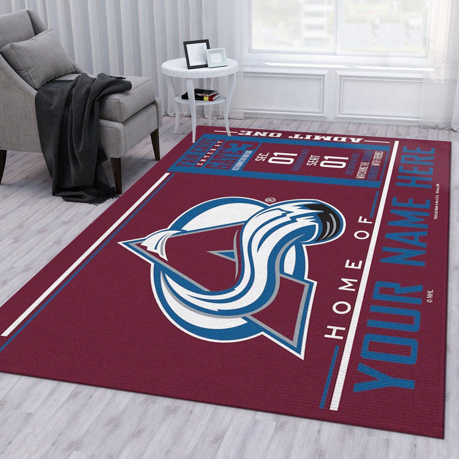 Customizable Colorado Avalanche Wincraft Personalized Nhl Type 7782 Rug Area Carpet Living Room Home Decor