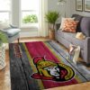 Ottawa Senators Nhl Team Logo Wooden Type 7785 Rug Area Carpet Home Decor Living Room