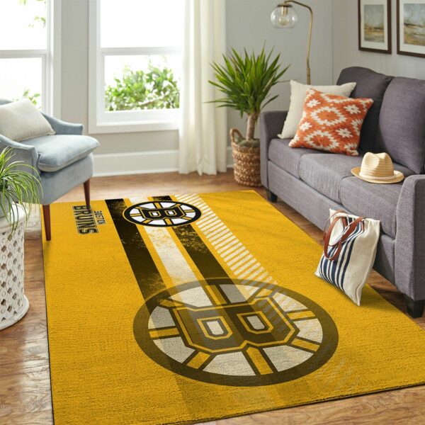 Boston Bruins Nhl Team Logo Nice Type 7833 Rug Area Carpet Home Decor Living Room