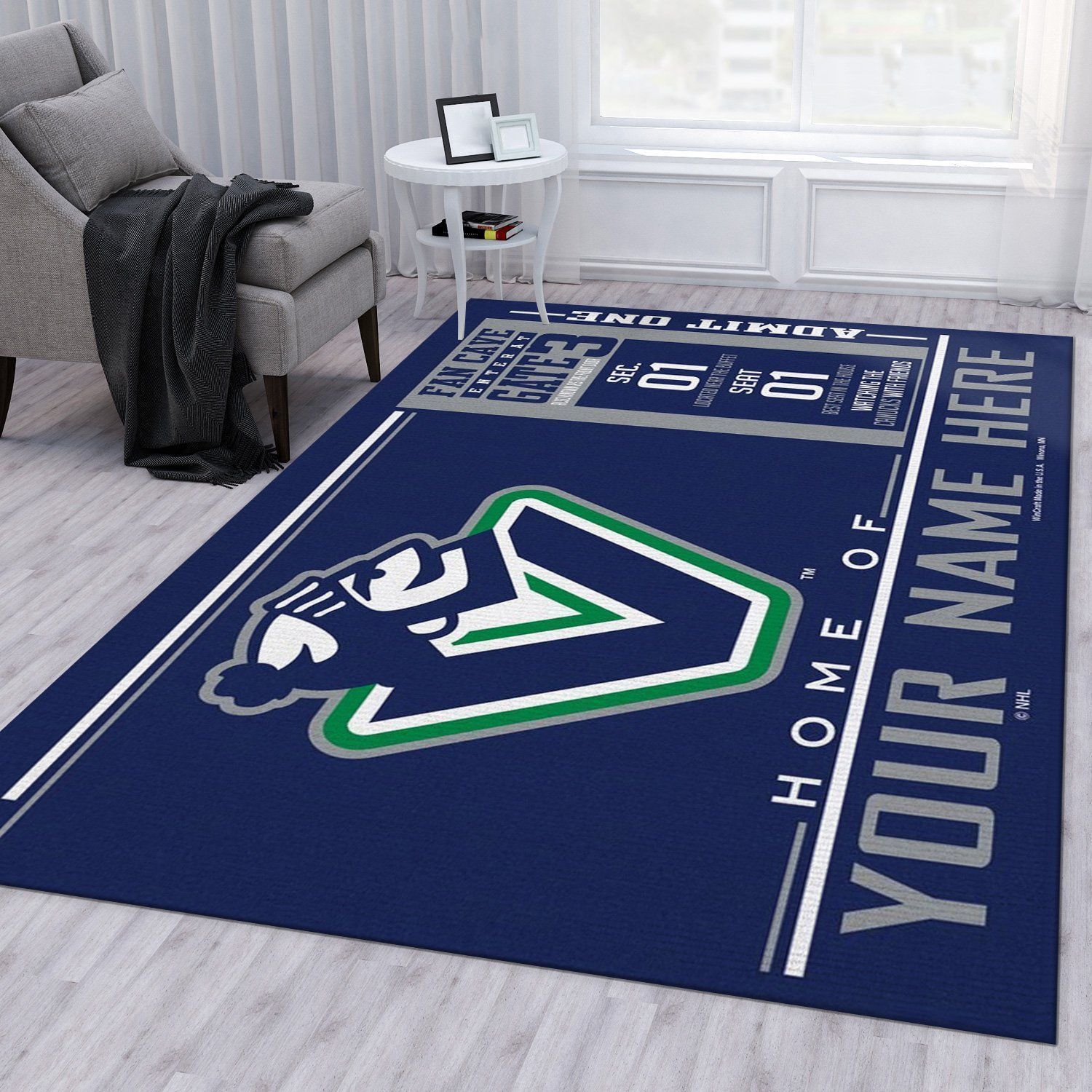 Customizable Vancouver Canucks Wincraft Personalized Nhl Type 7846 Rug Home Decor Area Carpet Living Room