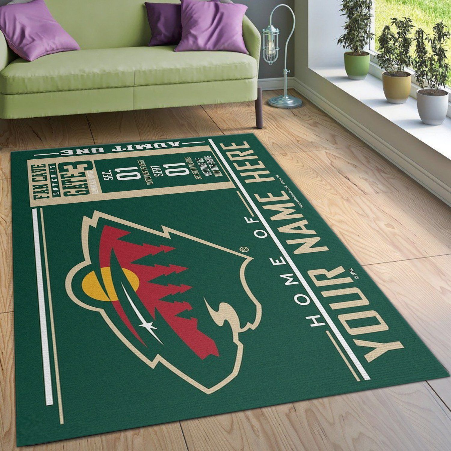 Customizable Minnesota Wild Wincraft Personalized Nhl Type 7876 Rug Area Carpet Living Room Home Decor