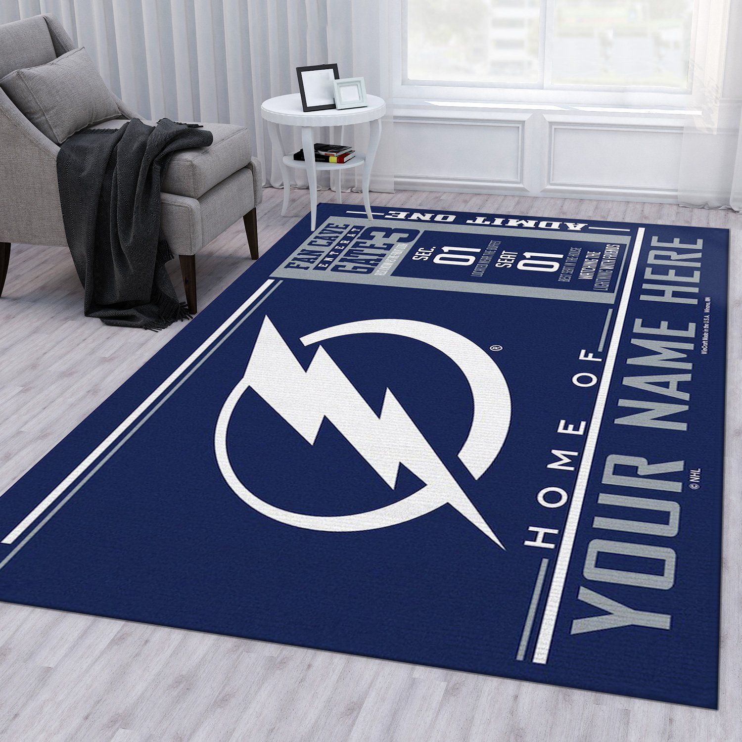 Customizable Tampa Bay Lightning Wincraft Personalized Nhl Type 7889 Rug Living Room Area Carpet Home Decor