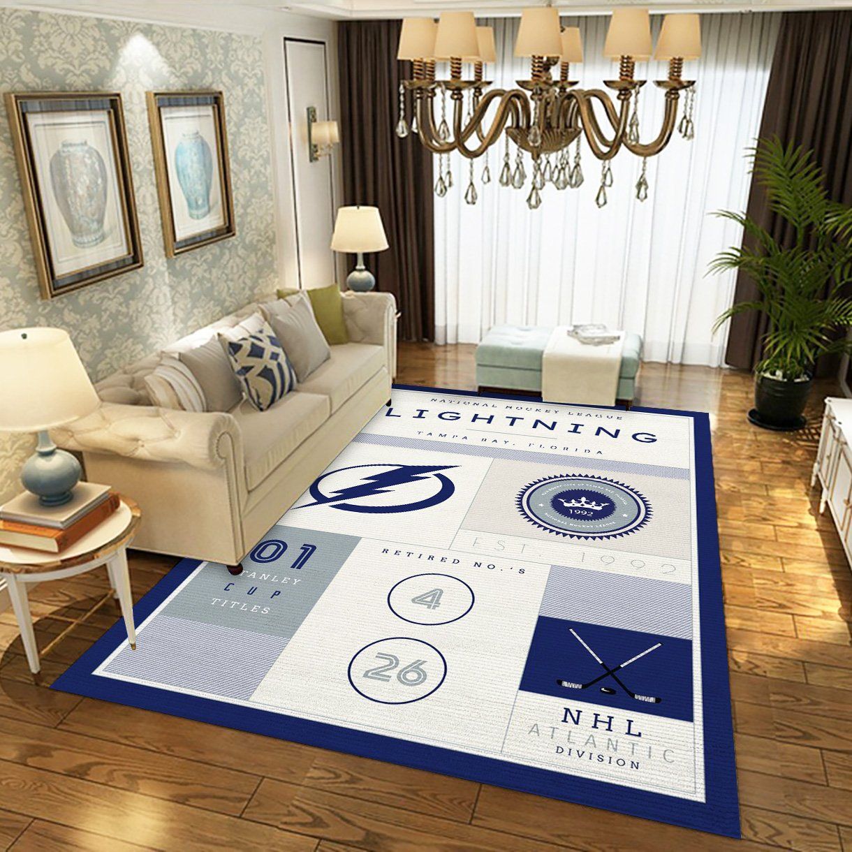 Tampa Bay Lightning Nhl Type 7890 Rug Area Carpet Home Decor Living Room