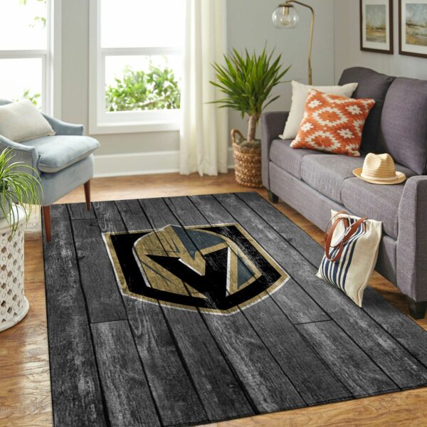 Vegas Golden Knights Nhl Team Logo Grey Wooden Type 7908 Rug Living Room Area Carpet Home Decor