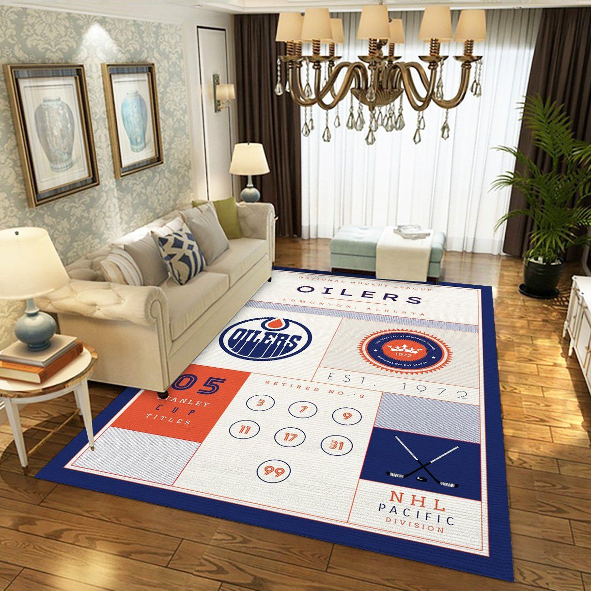 Edmonton Oilers Nhl And Us Type 7909 Rug Home Decor Area Carpet Living Room