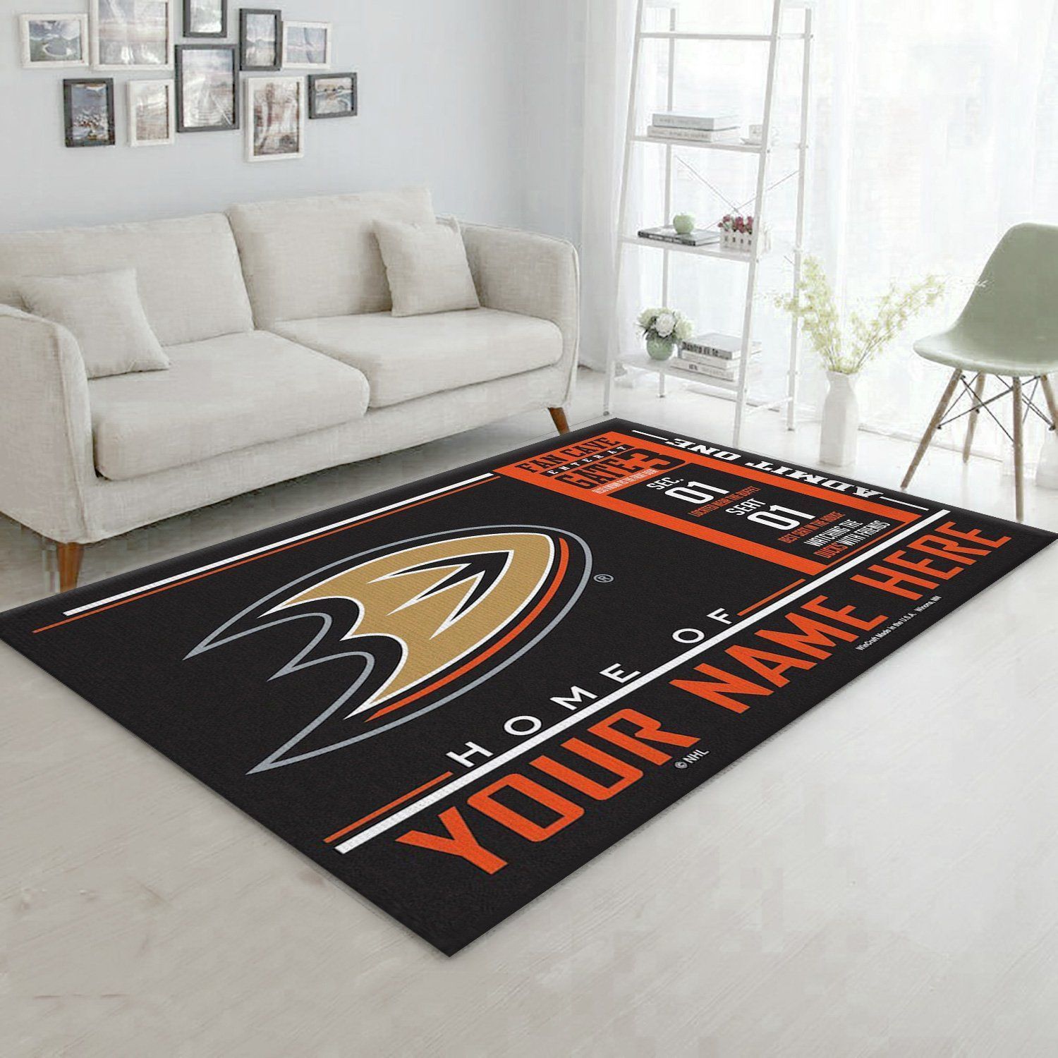 Customizable Anaheim Ducks Wincraft Personalized Nhl Type 7912 Rug Living Room Area Carpet Home Decor