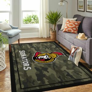 Ottawa Senators Nhl Team Logo Camo Type 7915 Rug Home Decor Living Room Area Carpet