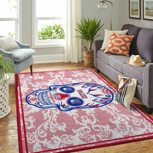 New York Rangers Nhl Team Logo Skull Flower Type 7916 Rug Home Decor Living Room Area Carpet
