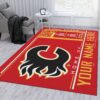 Customizable Calgary Flames Wincraft Personalized Nhl Type 7921 Rug Area Carpet Living Room Home Decor