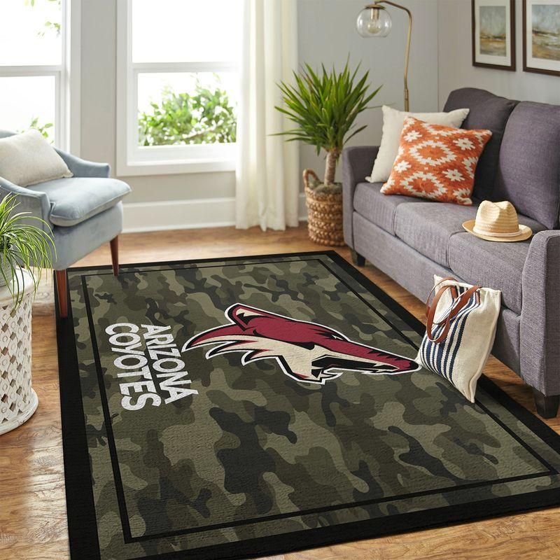 Arizona Coyotes Nhl Team Logo Camo Style Custom Type 7935 Rug Area Carpet Living Room Home Decor