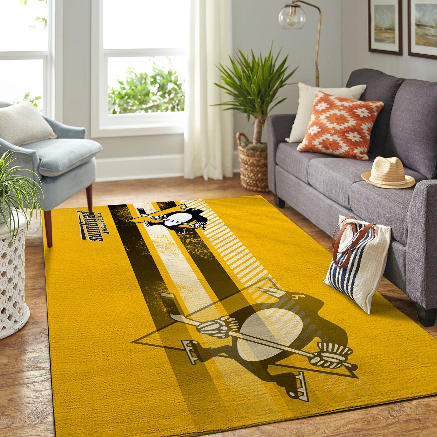 Pittsburgh Penguins Nhl Team Logo Nice Type 7937 Rug Home Decor Area Carpet Living Room