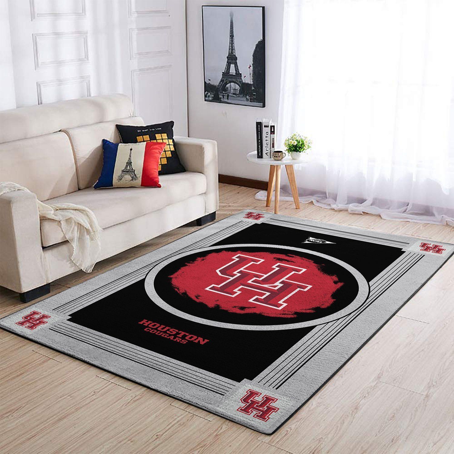Houston Cougars Ncaas Team Logo Type 7946 Rug Area Carpet Home Decor Living Room