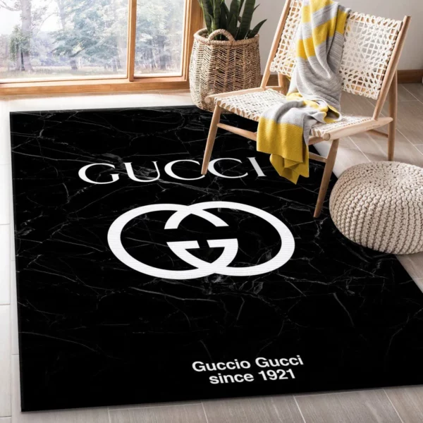 Gucci Black Rectangle Rug Door Mat Luxury Fashion Brand Area Carpet Home Decor