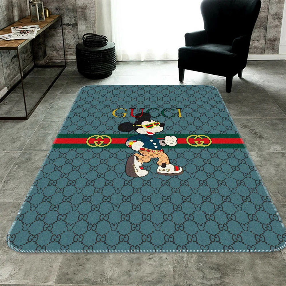 Gucci Mickey Mouse Rectangle Rug Area Carpet Door Mat Fashion Brand Home Decor Luxury