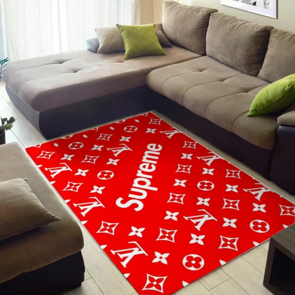 Louis Vuitton SupremeRed Rectangle Rug Door Mat Fashion Brand Luxury Home Decor Area Carpet