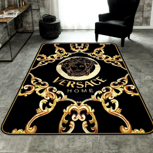 Versace Golden Rectangle Rug Home Decor Luxury Fashion Brand Area Carpet Door Mat