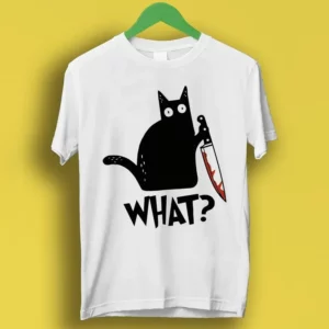 Cat What Murderous Black Cat With Knife T Shirt