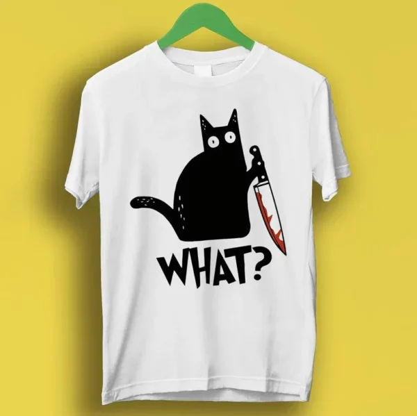 Cat What Murderous Black Cat With Knife T Shirt