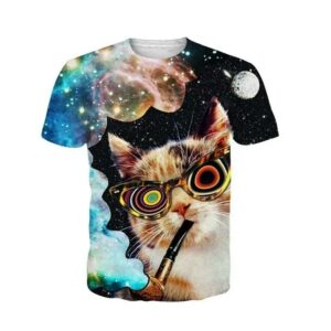 Creative Crazy Galaxy Cat Animal All Over Print Tshirt