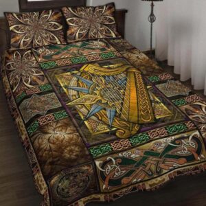 Ireland Celtic Quilt Set Ireland Coat Of Arms With Celtic Compass