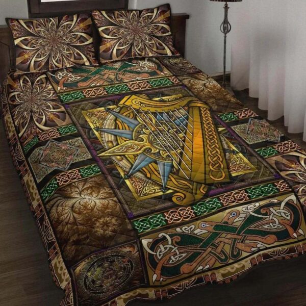 Ireland Celtic Quilt Set Ireland Coat Of Arms With Celtic Compass