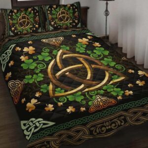 Ireland Celtic Quilt Set Irish Shamrock With Celtic Triquetra