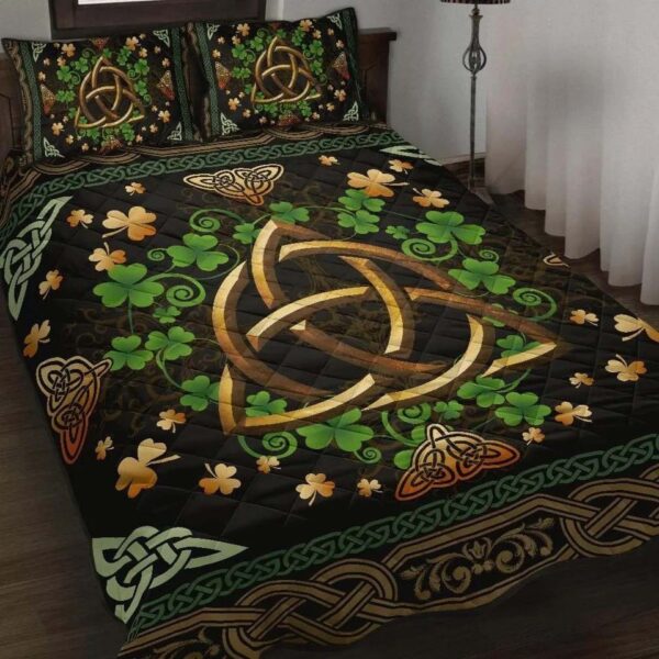 Ireland Celtic Quilt Set Irish Shamrock With Celtic Triquetra