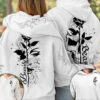 Matching Couple All Over Print Hoodie Her Beast His Beauty Skull Half Face Rose